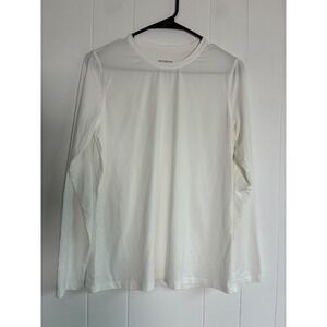 Netdraw Womens Long Sleeve Bamboo Viscose Cotton Blend Tee Cream Size S